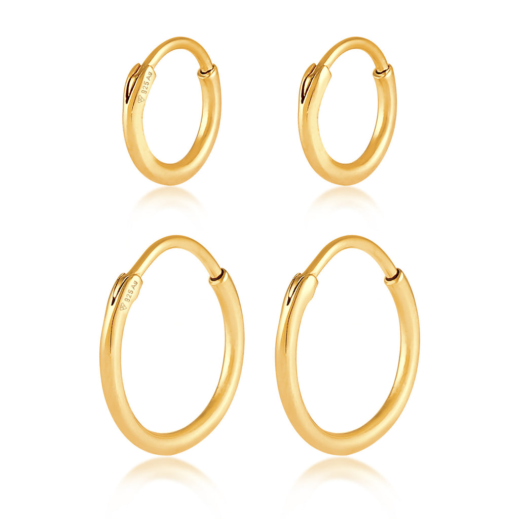 Gold - Elli | Creolen Set Basic | 925 Sterling Silber vergoldet