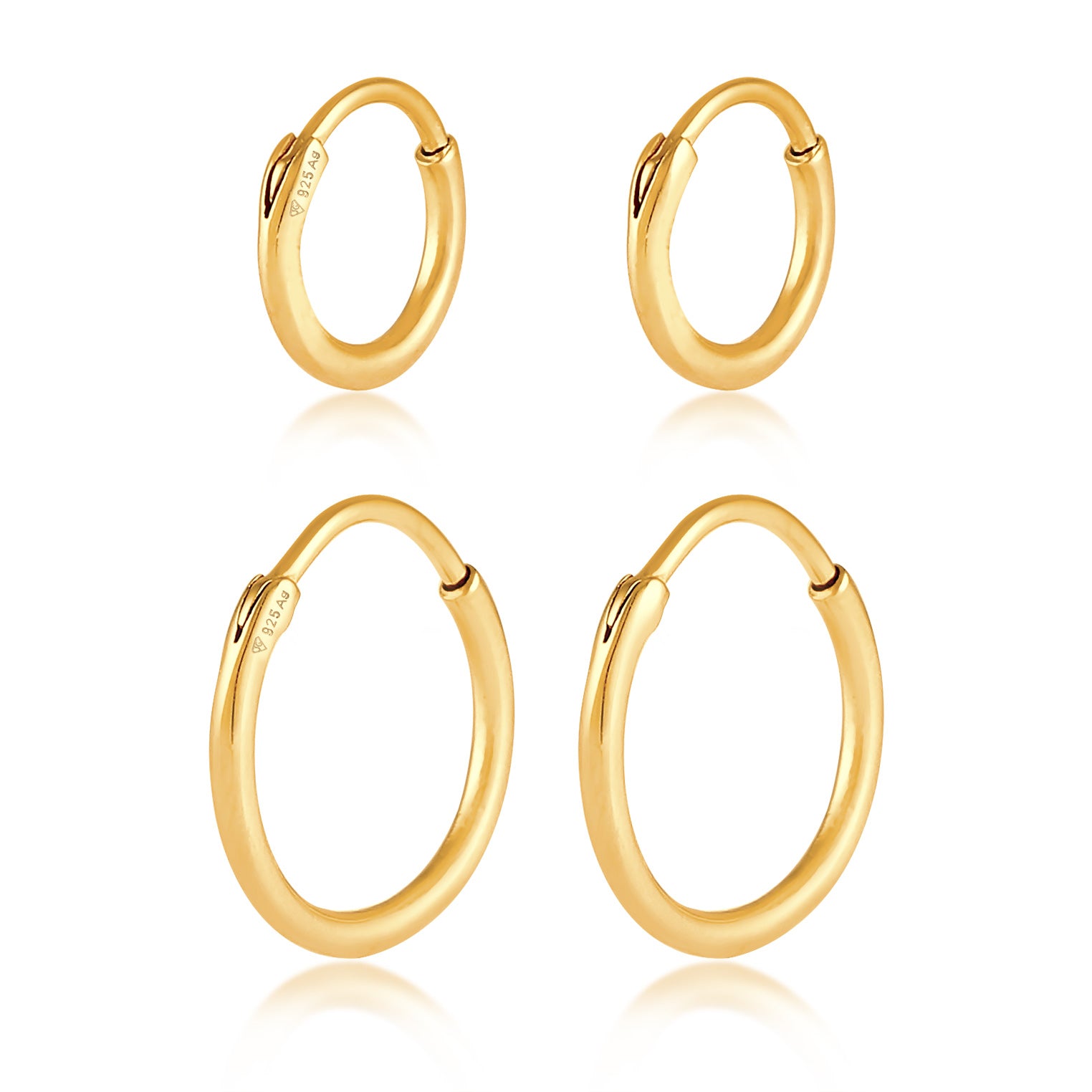 Gold - Elli | Creolen Set Basic | 925 Sterling Silber vergoldet