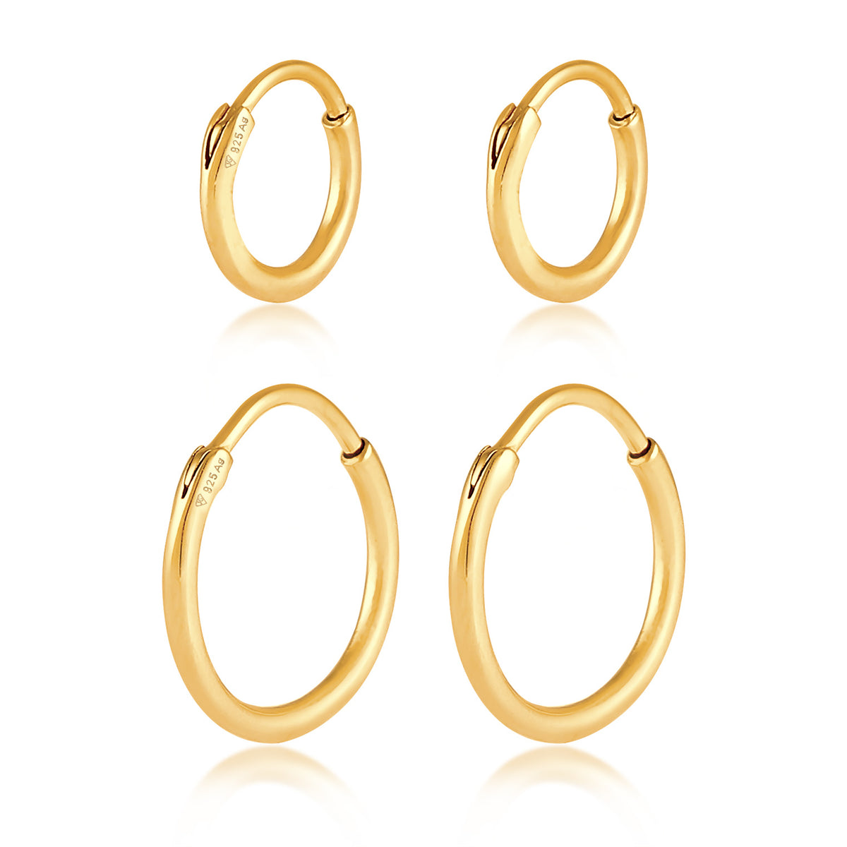 Gold - Elli | Creolen Set Basic | 925 Sterling Silber vergoldet