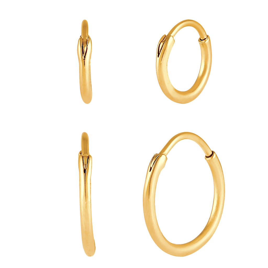 Gold - Elli | Creolen Set Basic | 925 Sterling Silber vergoldet