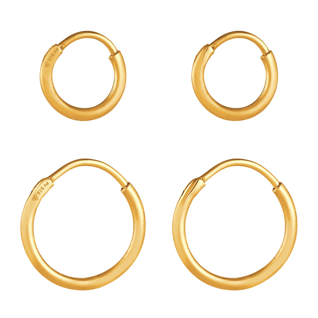 Gold - Elli | Creolen Set Basic | 925 Sterling Silber vergoldet