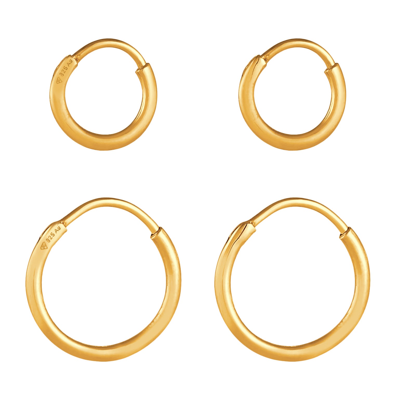 Gold - Elli | Creolen Set Basic | 925 Sterling Silber vergoldet