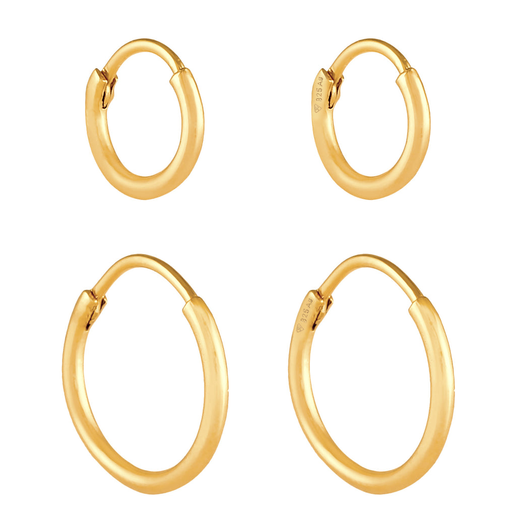 Gold - Elli | Creolen Set Basic | 925 Sterling Silber vergoldet