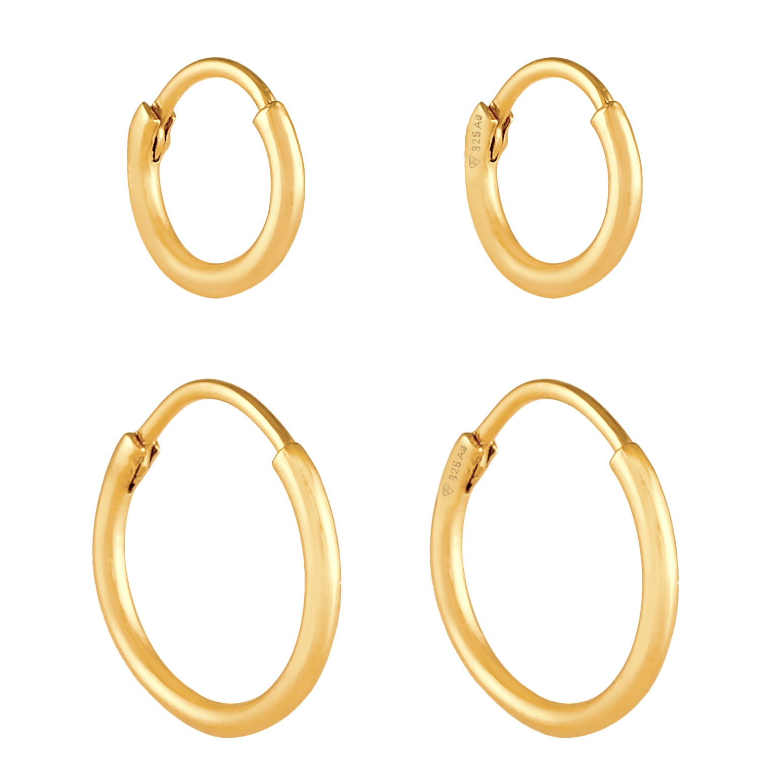 Gold - Elli | Creolen Set Basic | 925 Sterling Silber vergoldet
