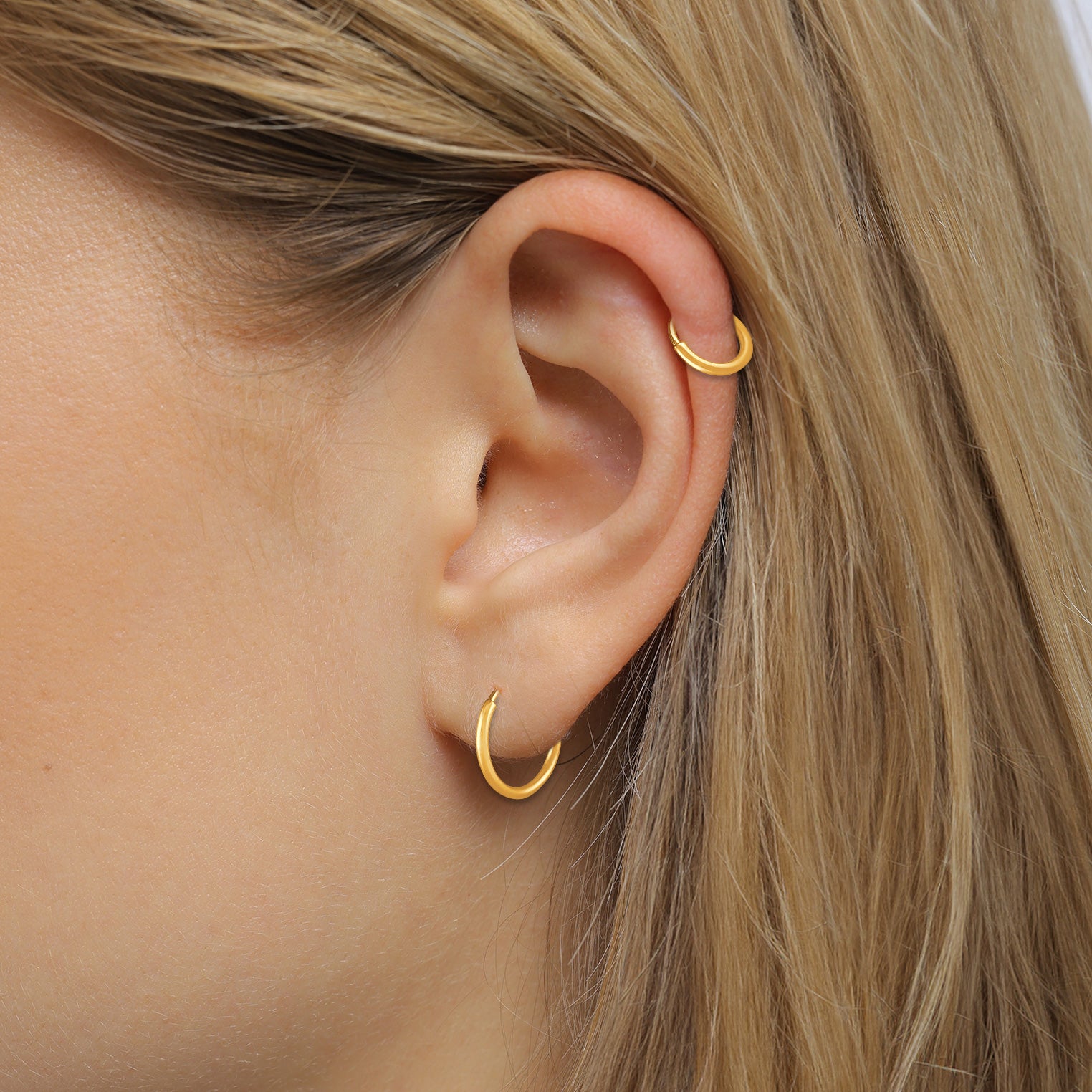 Gold - Elli | Creolen Set Basic | 925 Sterling Silber vergoldet