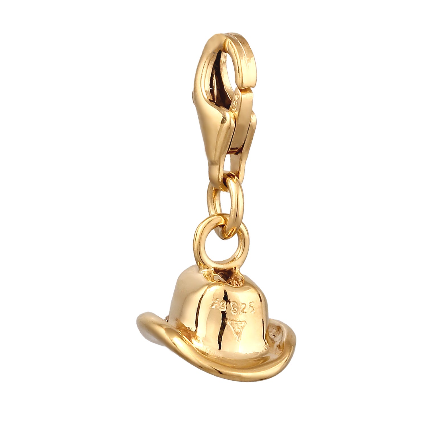 Gold - Elli | Charm Cowboy Hut | Mit Kristallen von Swarovski® (Weiß) | 925 Sterling Silber vergoldet