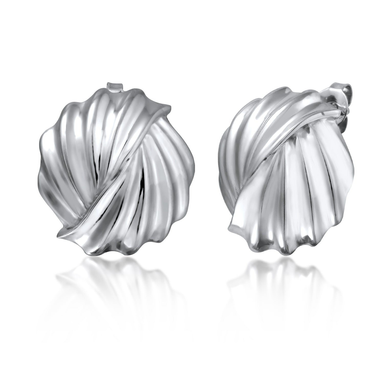 Silber - Elli | Ohrstecker Riffel | 925 Sterling Silber