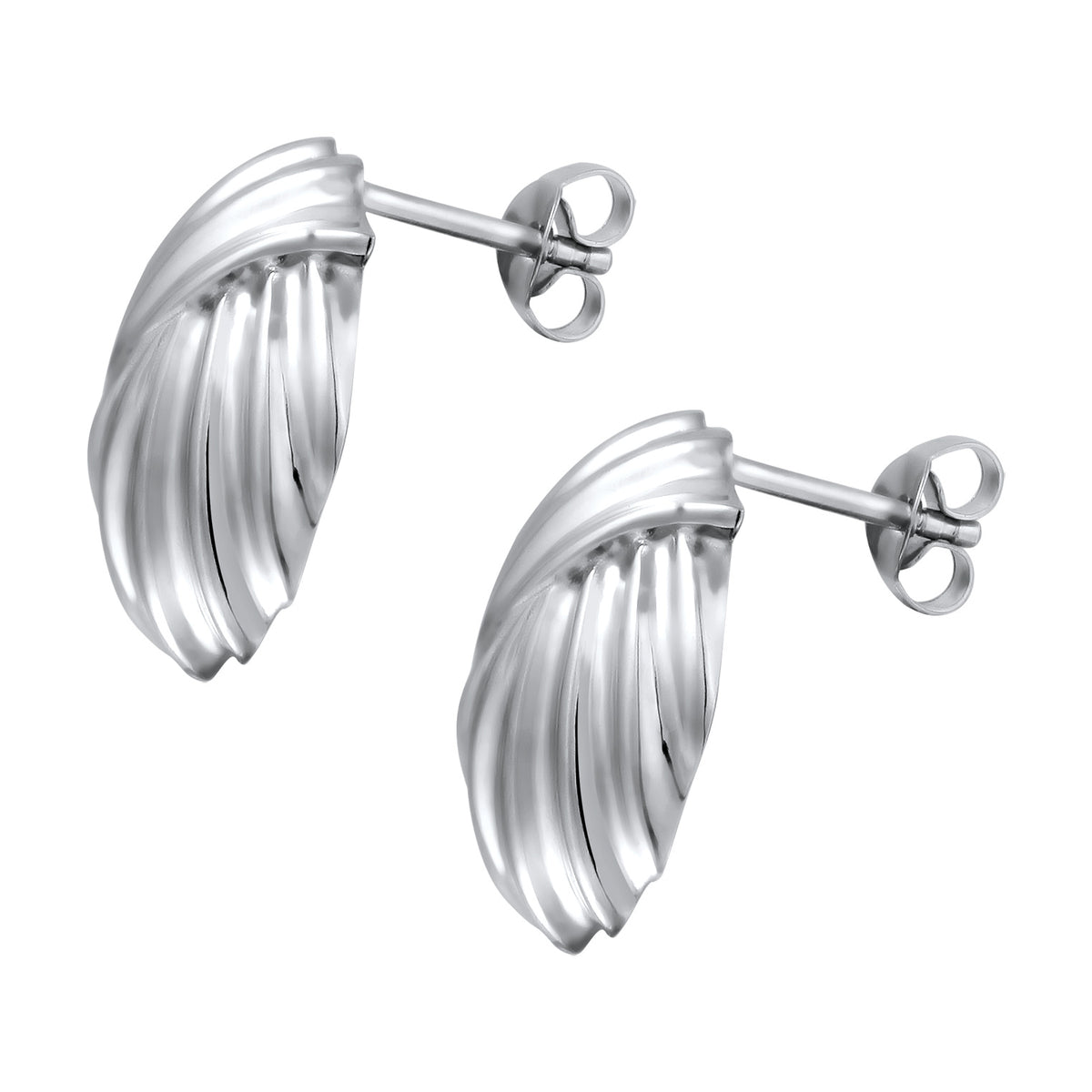Silber - Elli | Ohrstecker Riffel | 925 Sterling Silber