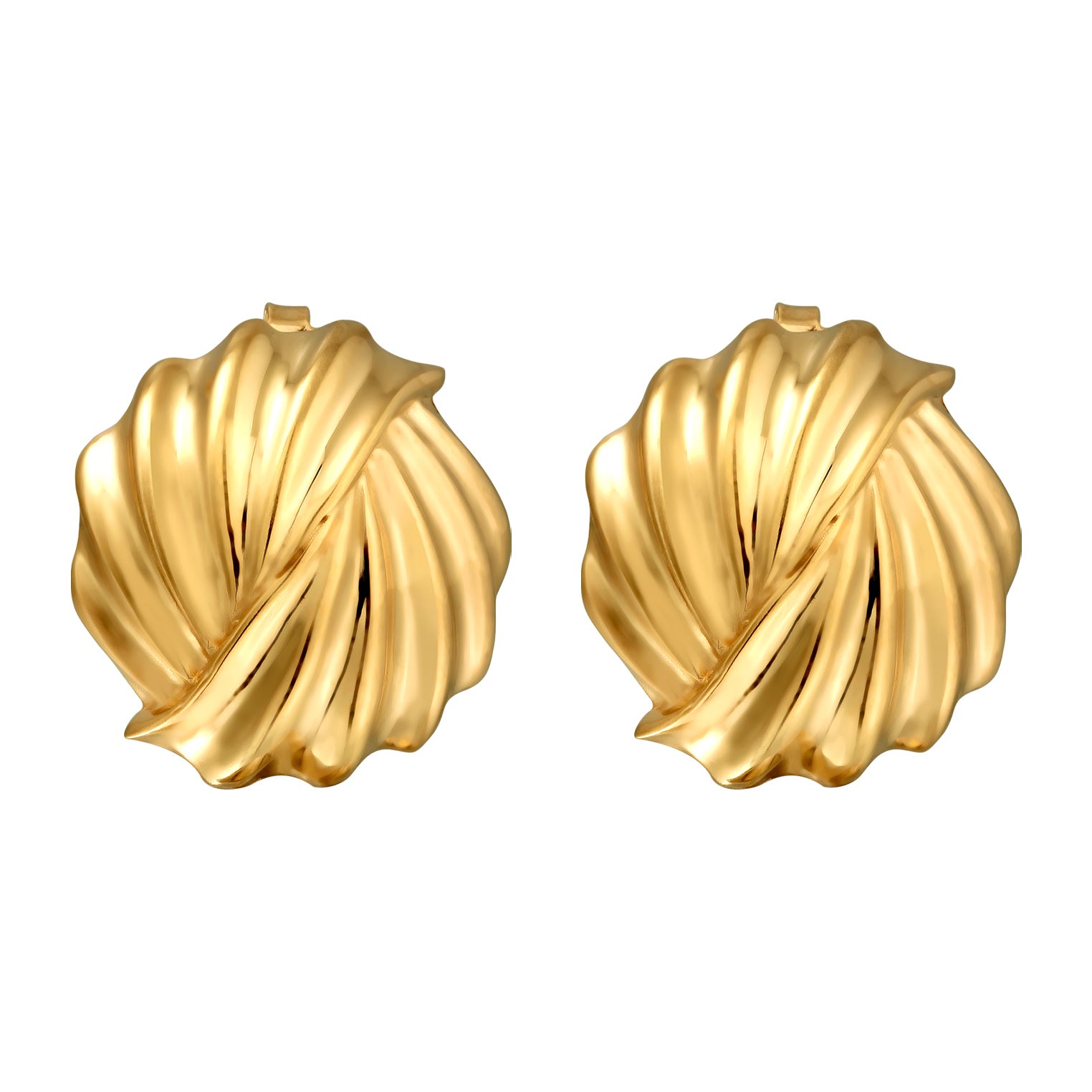 Gold - Elli | Ohrstecker Riffel Rund | 925 Sterling Silber vergoldet