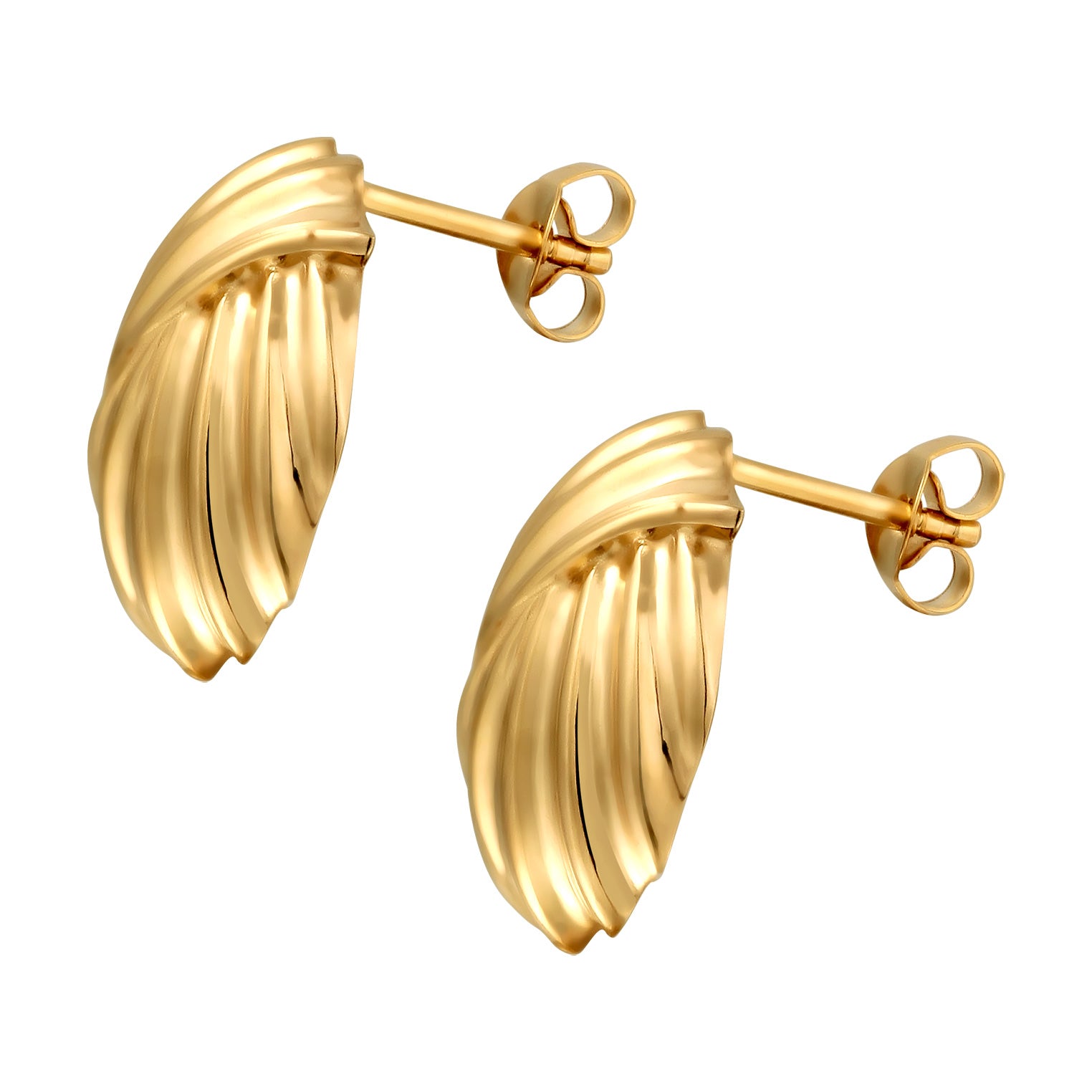 Gold - Elli | Ohrstecker Riffel Rund | 925 Sterling Silber vergoldet