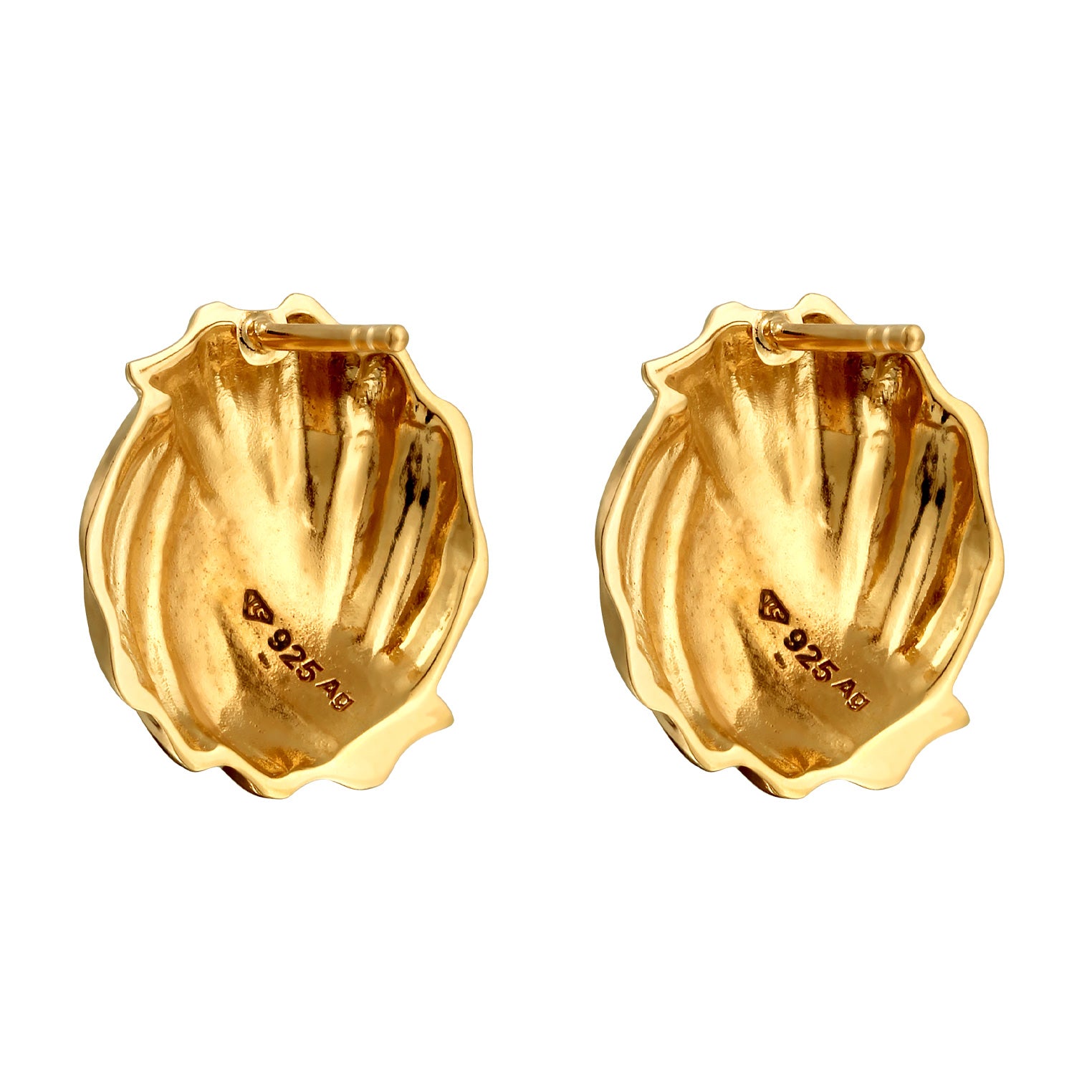 Gold - Elli | Ohrstecker Riffel Rund | 925 Sterling Silber vergoldet