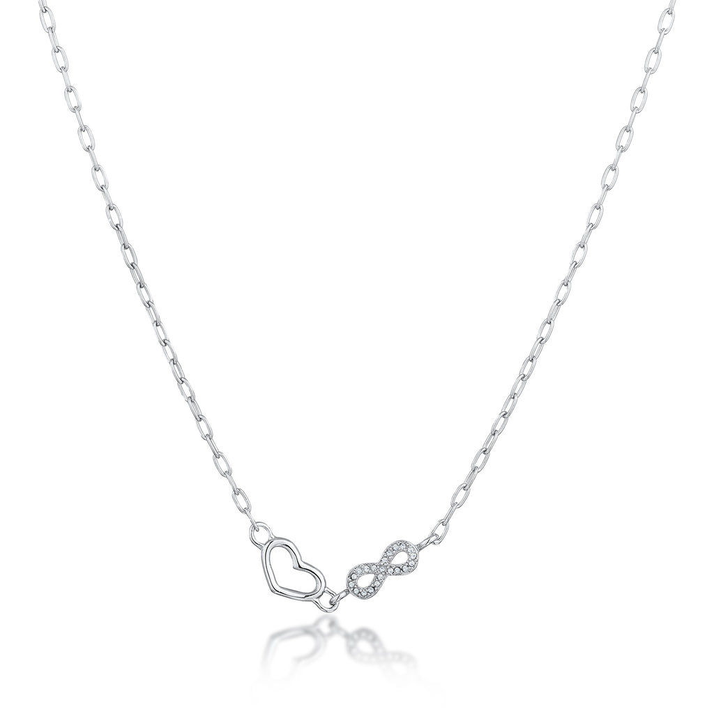 Silber - Elli | Halskette Herz Infinity | Mit Kristallen von Swarovski® (Weiß) | 925 Sterling Silber