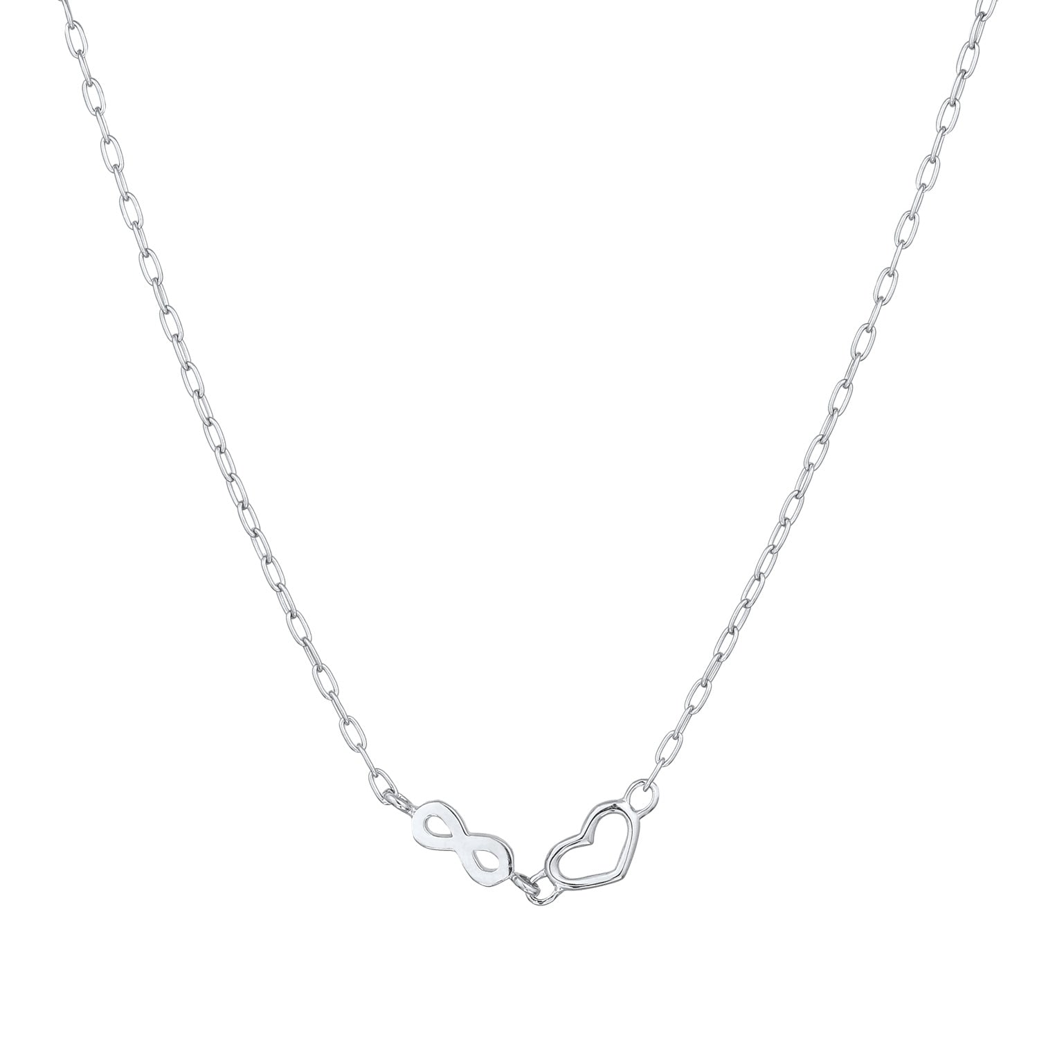 Silber - Elli | Halskette Herz Infinity | Glas Kristalle (Weiß) | 925 Sterling Silber