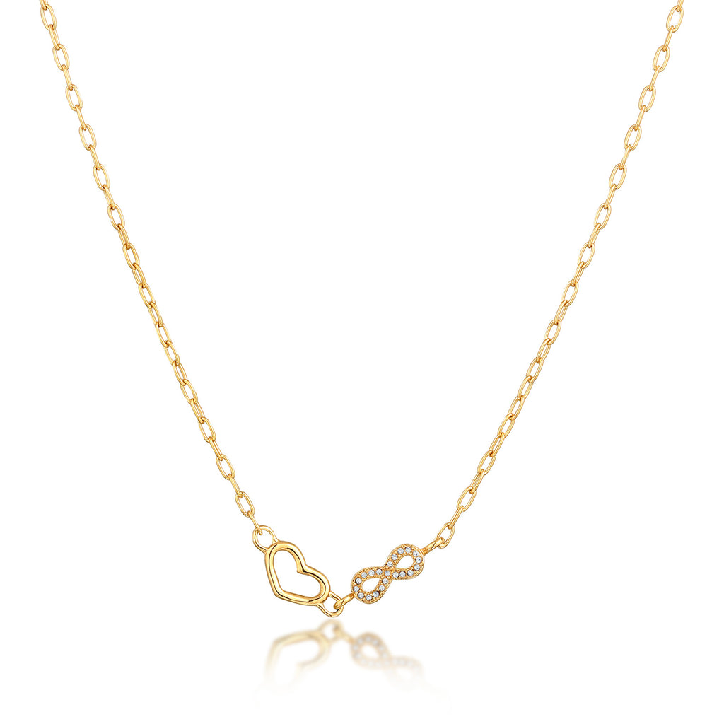 Gold - Elli | Halskette Herz Infinity | Mit Kristallen von Swarovski® (Weiß) | 925 Sterling Silber vergoldet