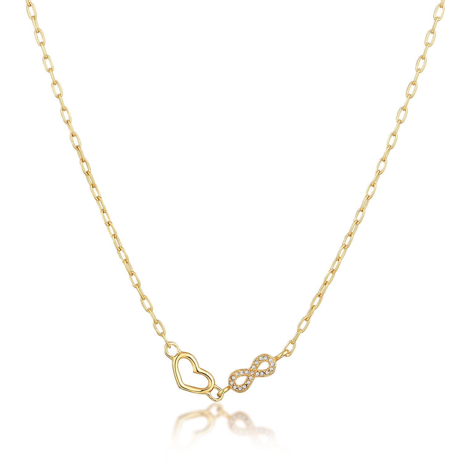 Gold - Elli | Halskette Herz Infinity | Mit Kristallen von Swarovski® (Weiß) | 925 Sterling Silber vergoldet
