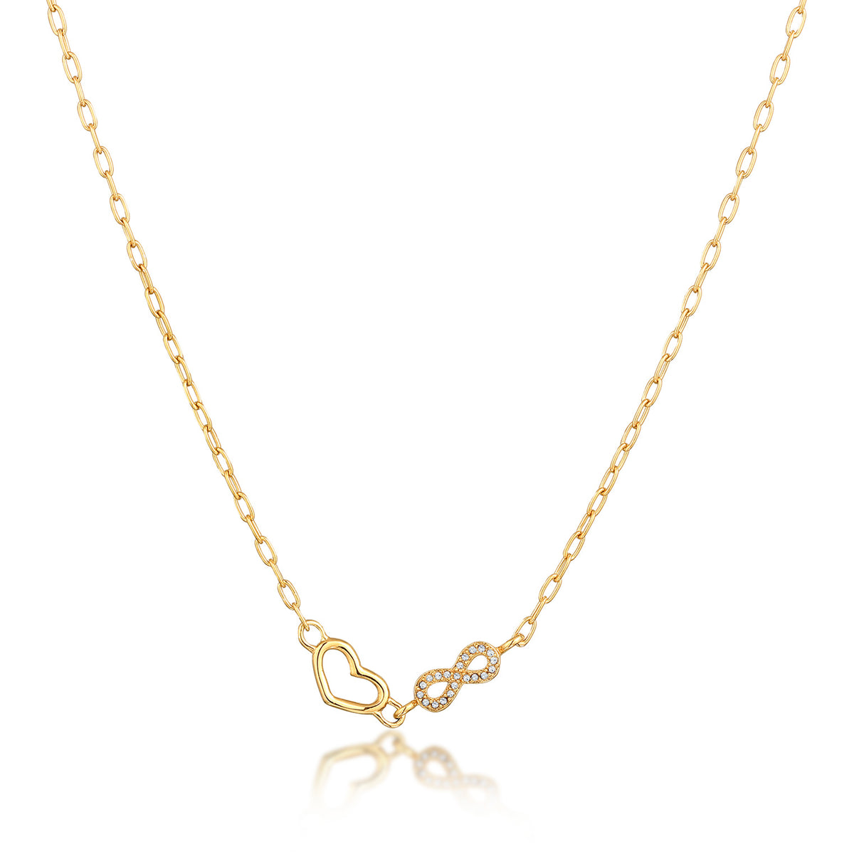 Gold - Elli | Halskette Herz Infinity | Mit Kristallen von Swarovski® (Weiß) | 925 Sterling Silber vergoldet