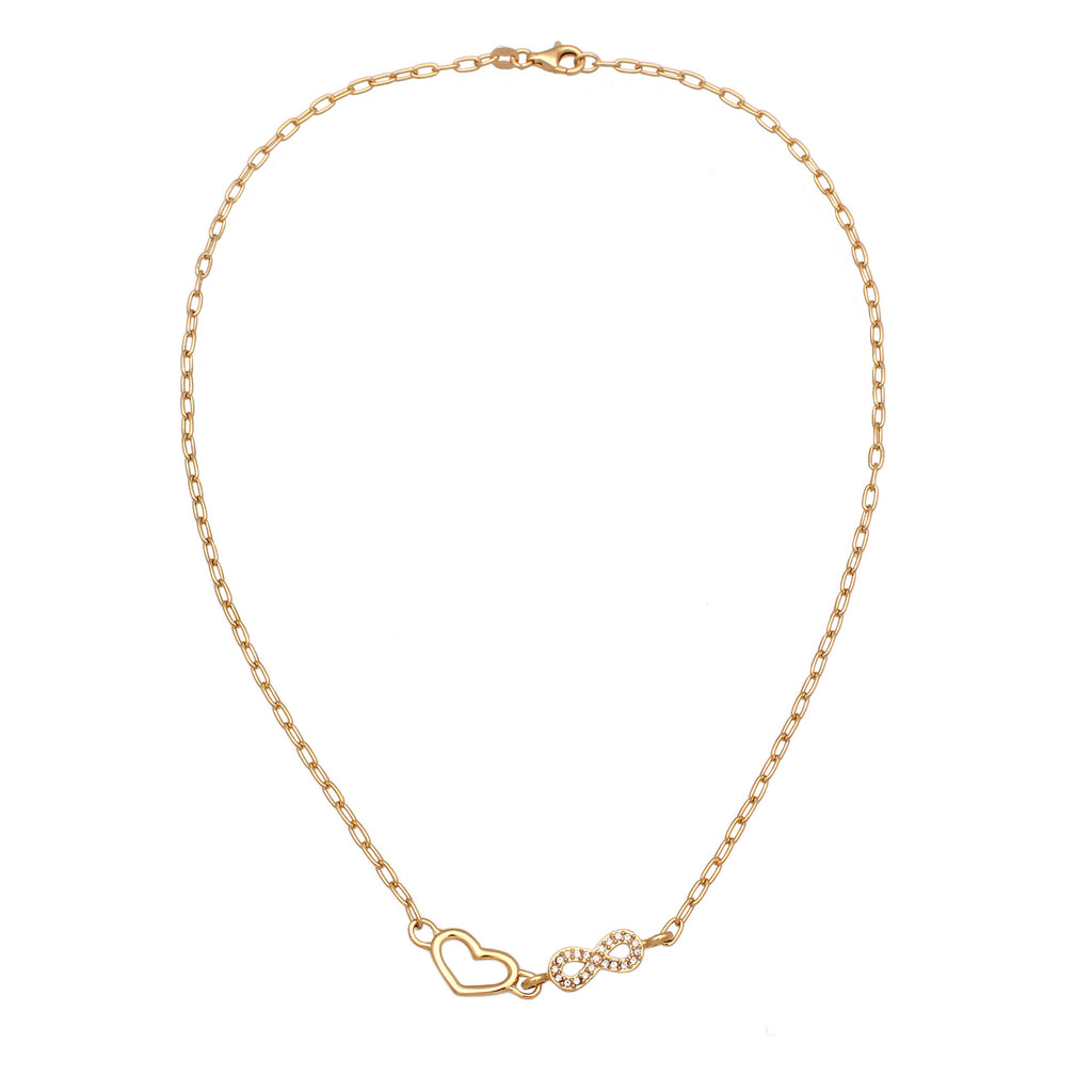 Gold - Elli | Halskette Herz Infinity | Mit Kristallen von Swarovski® (Weiß) | 925 Sterling Silber vergoldet