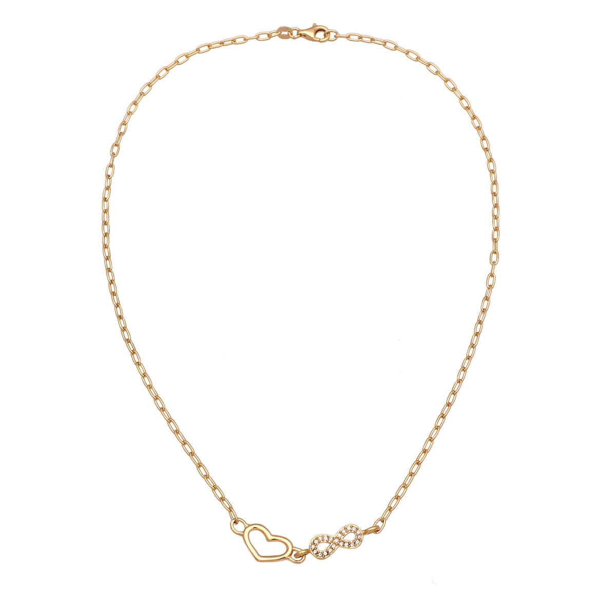 Gold - Elli | Halskette Herz Infinity | Mit Kristallen von Swarovski® (Weiß) | 925 Sterling Silber vergoldet