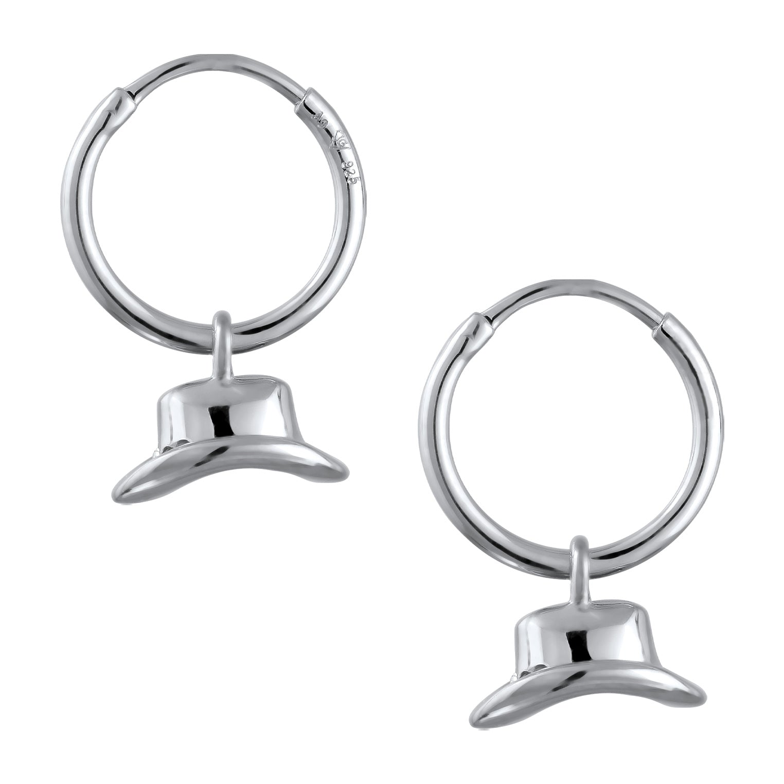 Silber - Elli | Creolen Cowboy Hut | Mit Kristallen von Swarovski® (Weiß) | 925 Sterling Silber