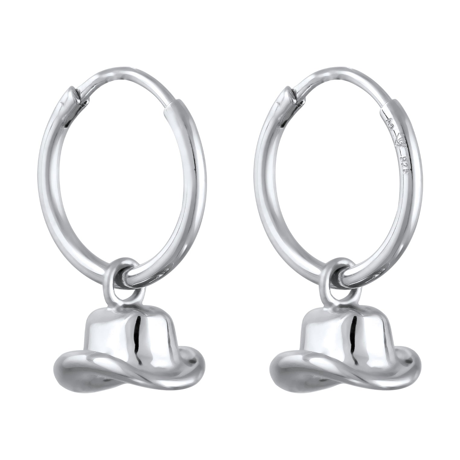 Silber - Elli | Creolen Cowboy Hut | Mit Kristallen von Swarovski® (Weiß) | 925 Sterling Silber