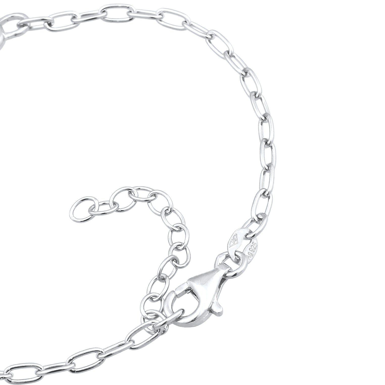 Silber - Elli | Glieder-Armband Herz Infinity | Glas Kristalle (Weiß) | 925 Sterling Silber