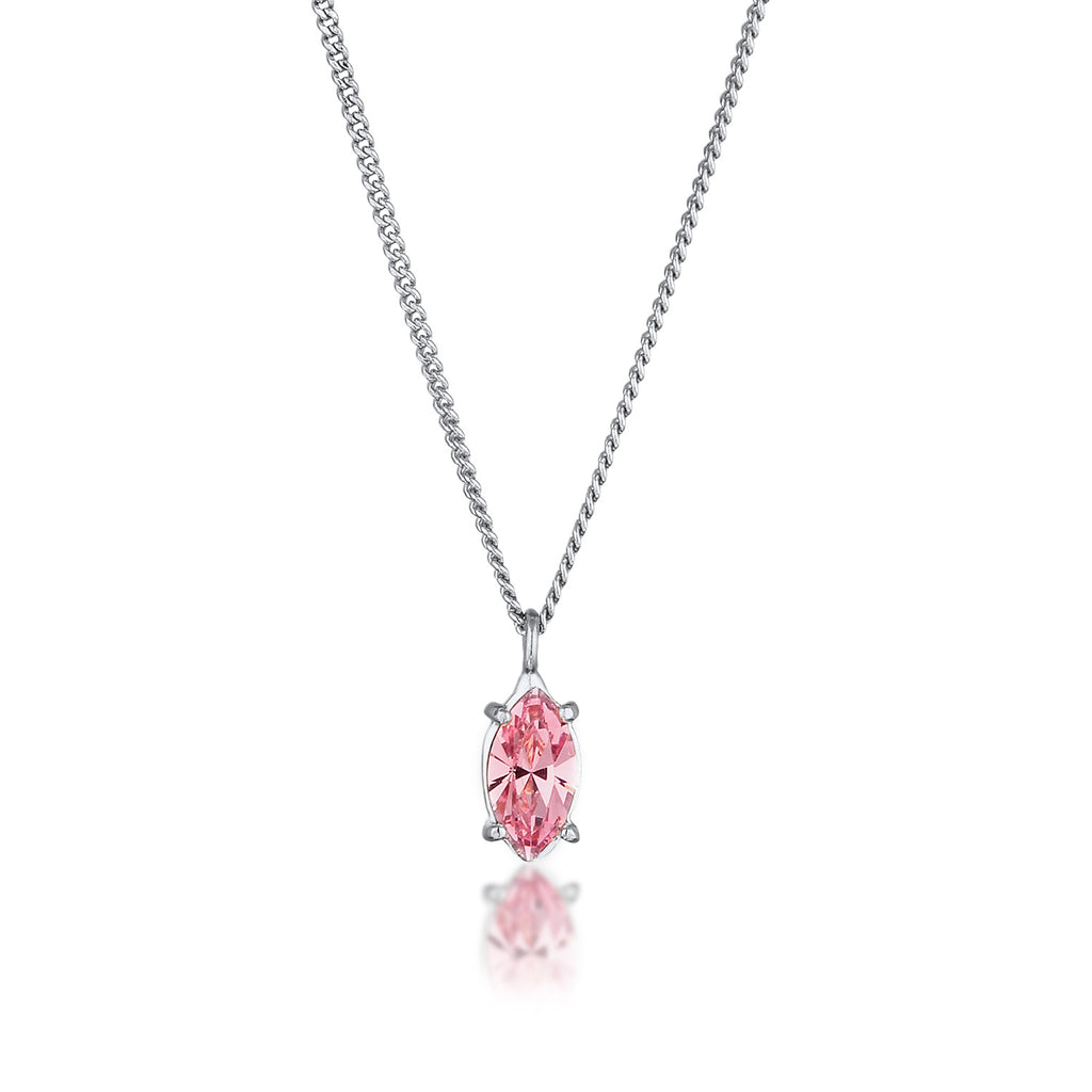 Silber - Elli | Solitär-Halskette | Mit Kristallen von Swarovski® (Rose) | 925 Sterling Silber