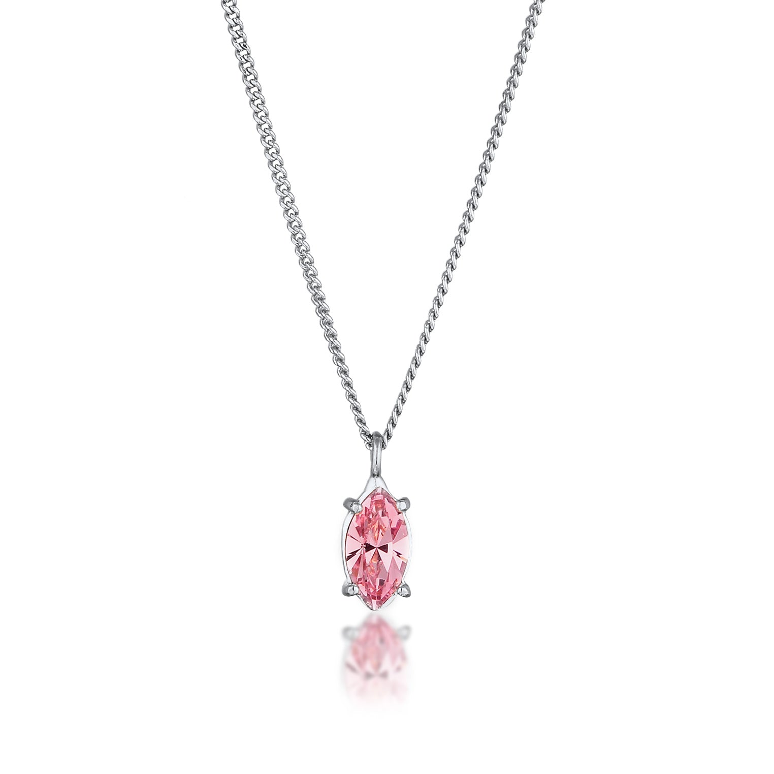 Silber - Elli | Solitär-Halskette | Mit Kristallen von Swarovski® (Rose) | 925 Sterling Silber