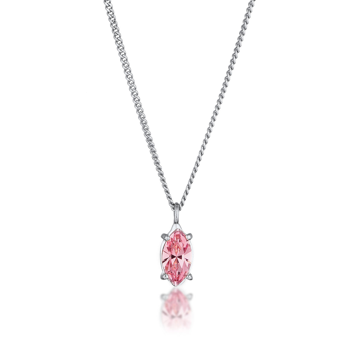 Silber - Elli | Solitär-Halskette | Mit Kristallen von Swarovski® (Rose) | 925 Sterling Silber
