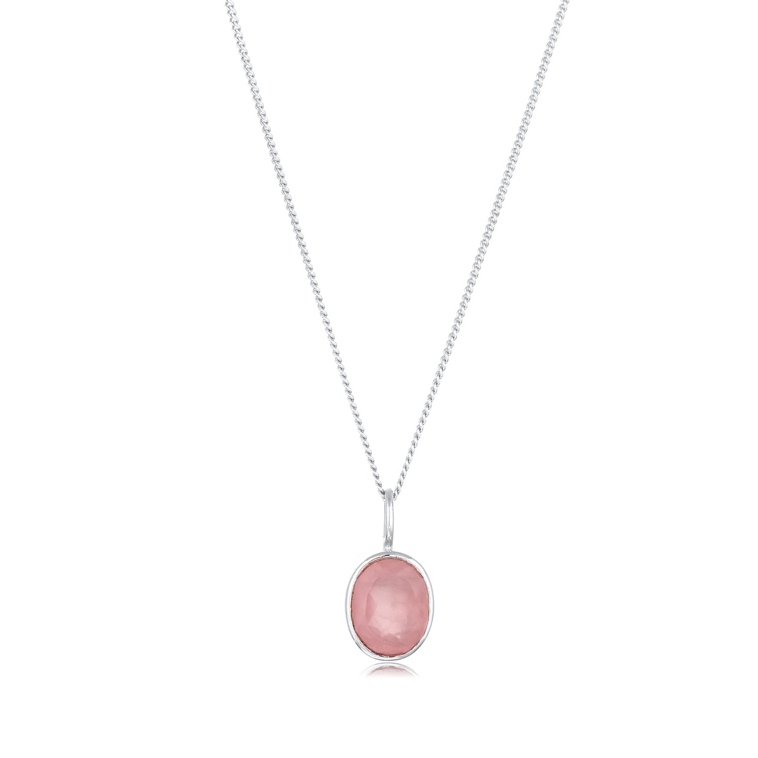 Silber - Elli | Halskette mit Anhänger | Quarz (Rosé) | 925 Sterling Silber