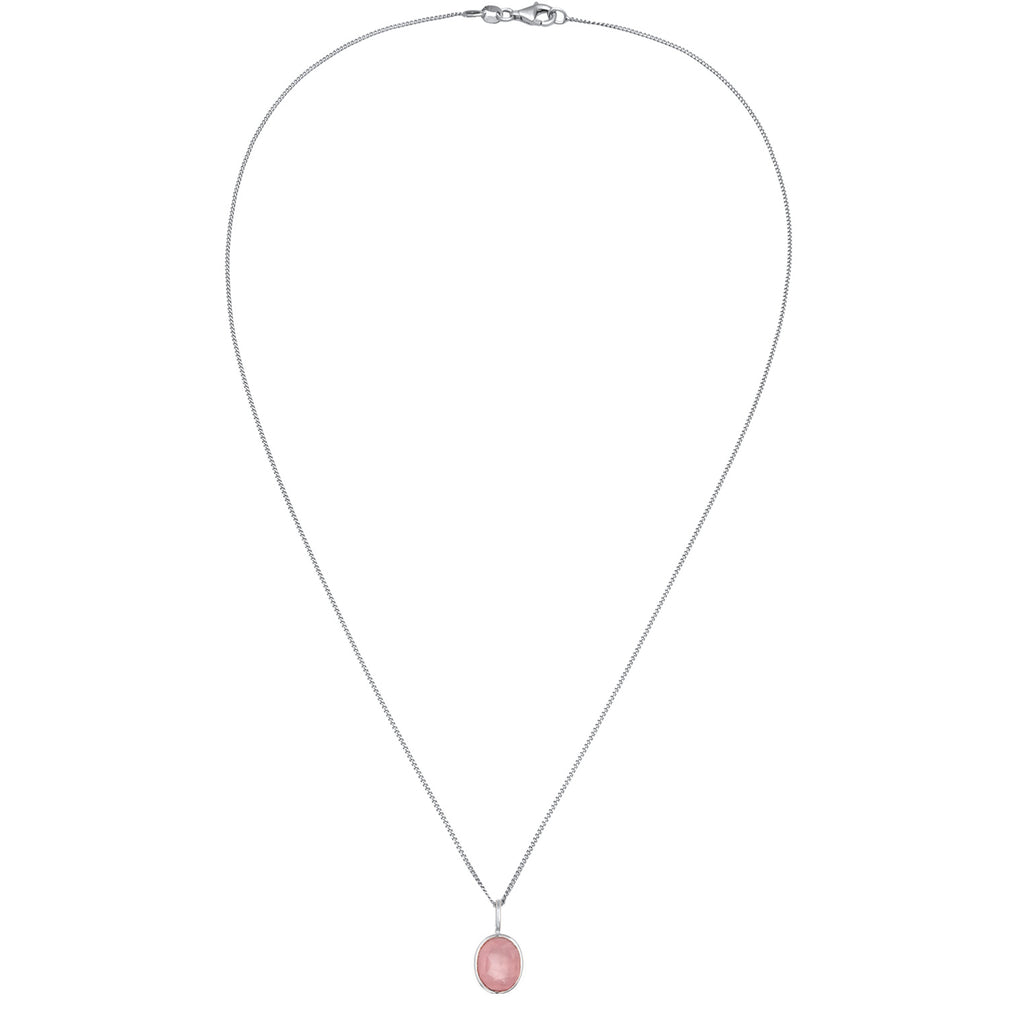 Silber - Elli | Halskette mit Anhänger | Quarz (Rosé) | 925 Sterling Silber