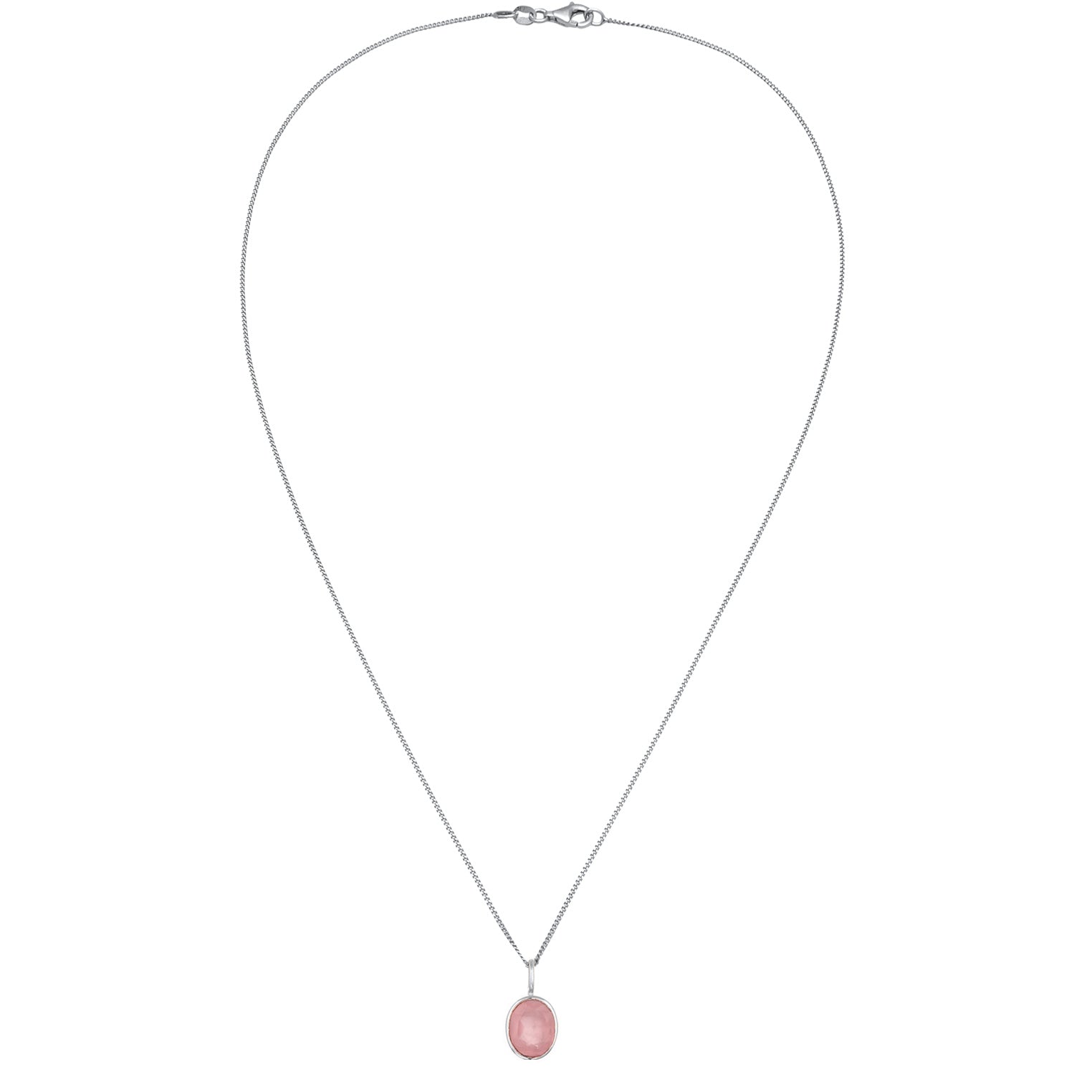 Silber - Elli | Halskette mit Anhänger | Quarz (Rosé) | 925 Sterling Silber