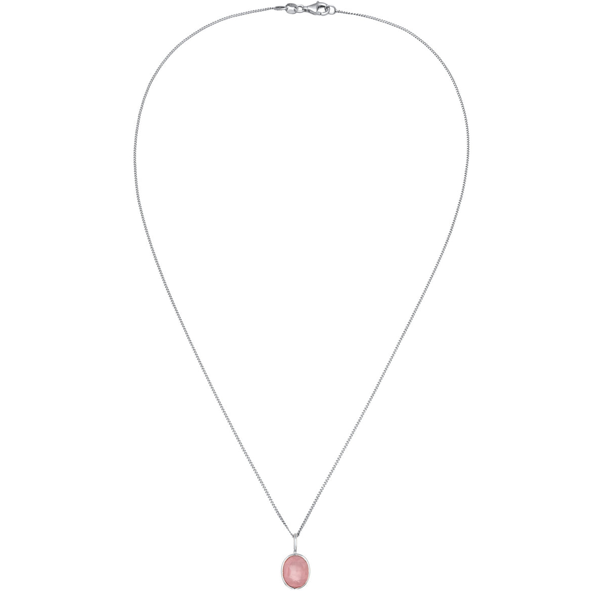 Silber - Elli | Halskette mit Anhänger | Quarz (Rosé) | 925 Sterling Silber