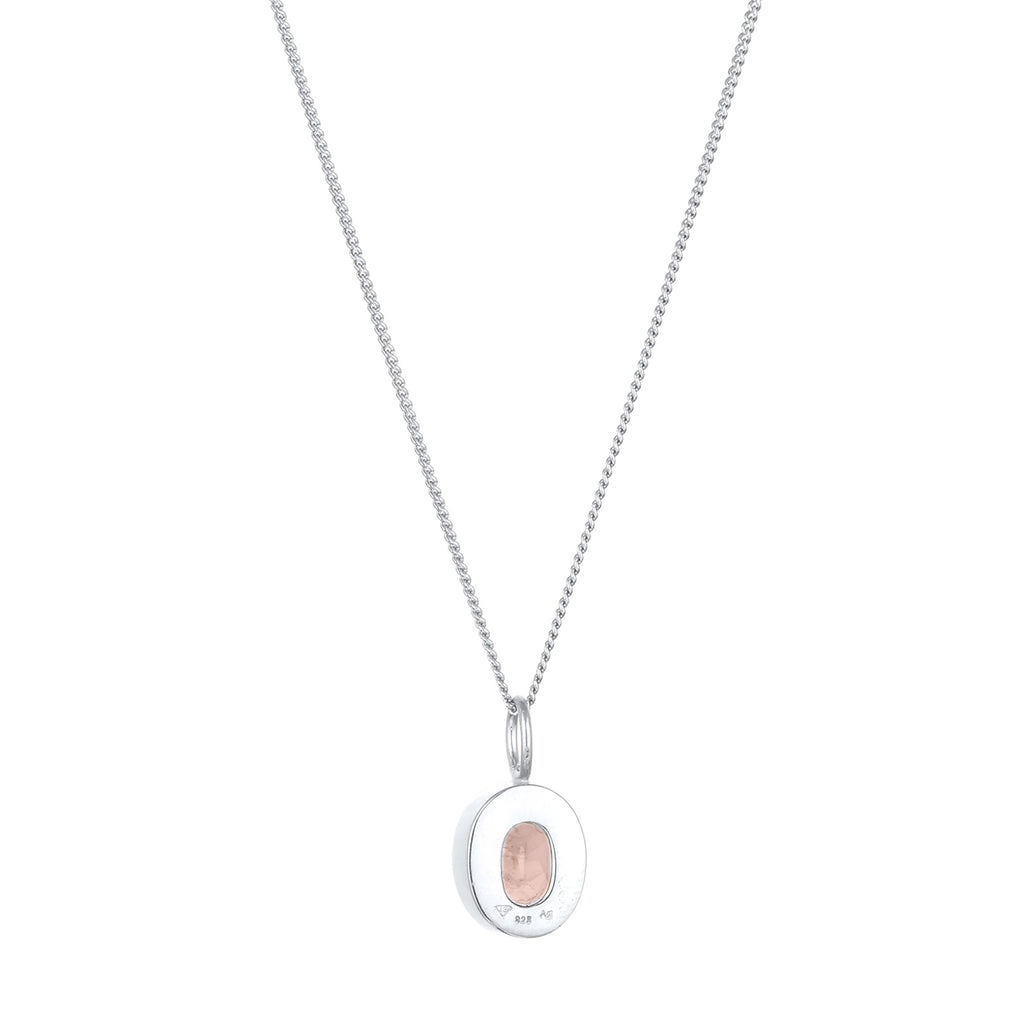 Silber - Elli | Halskette mit Anhänger | Quarz (Rosé) | 925 Sterling Silber