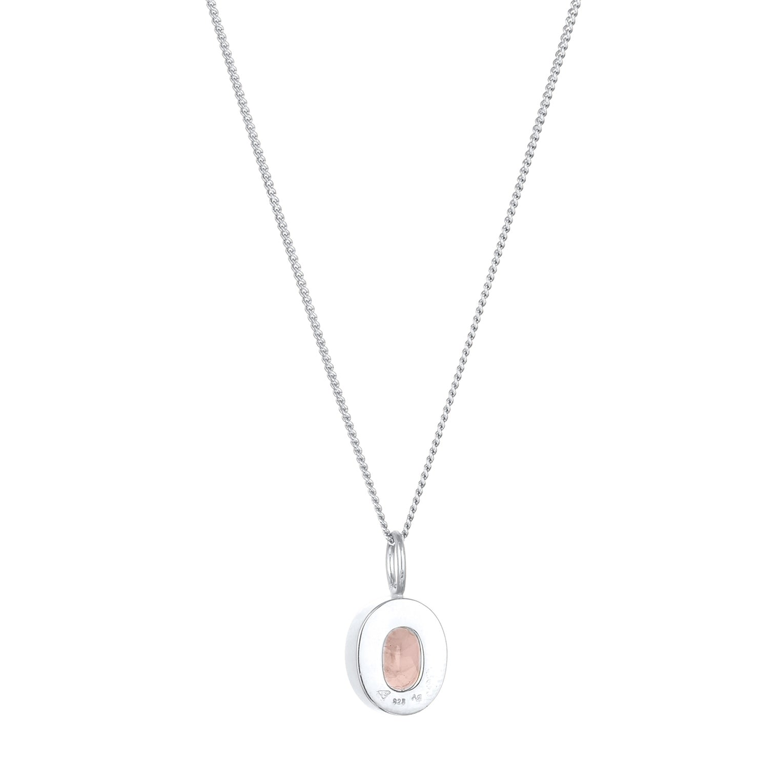 Silber - Elli | Halskette mit Anhänger | Quarz (Rosé) | 925 Sterling Silber