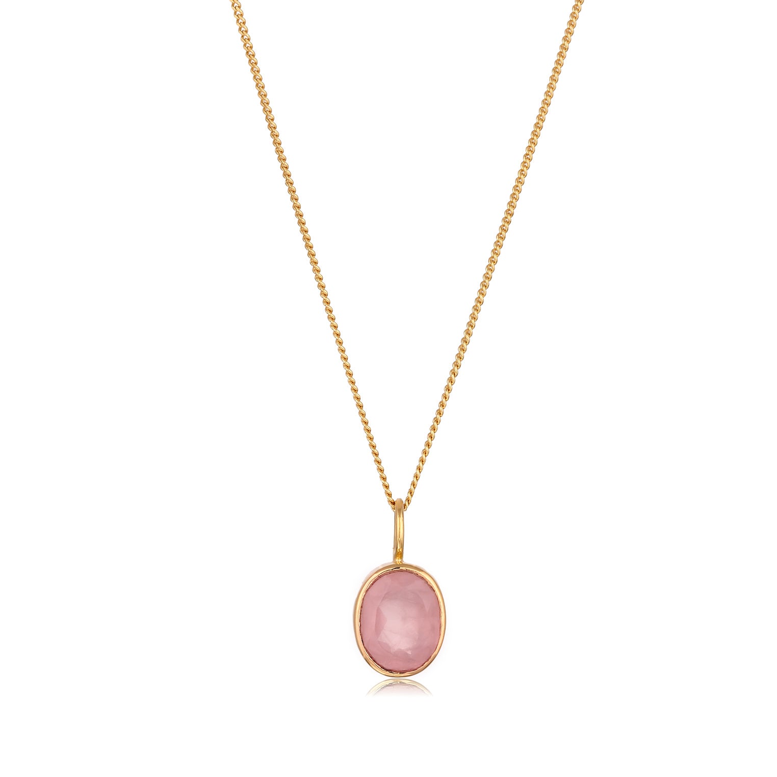 Gold - Elli | Halskette mit Anhänger | Quarz (Rosé) | 925 Sterling Silberr vergoldet