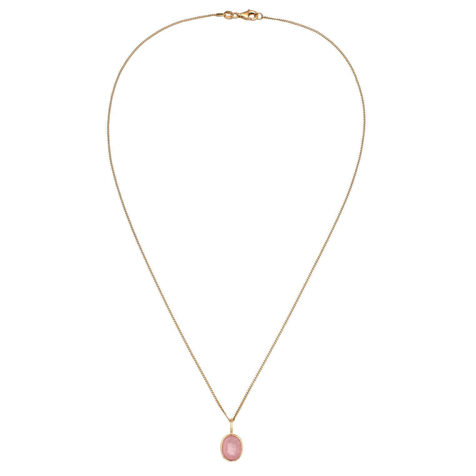 Gold - Elli | Halskette mit Anhänger | Quarz (Rosé) | 925 Sterling Silberr vergoldet