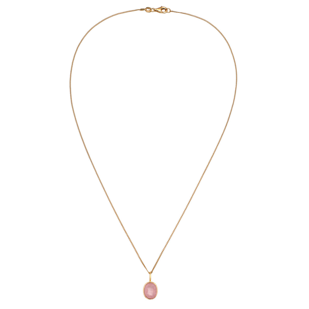 Gold - Elli | Halskette mit Anhänger | Quarz (Rosé) | 925 Sterling Silberr vergoldet