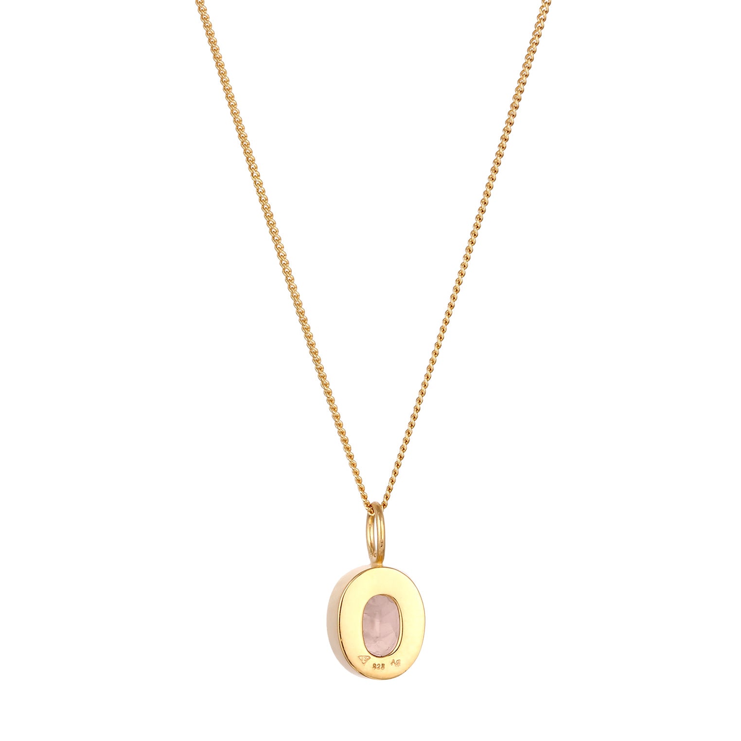 Gold - Elli | Halskette mit Anhänger | Quarz (Rosé) | 925 Sterling Silberr vergoldet