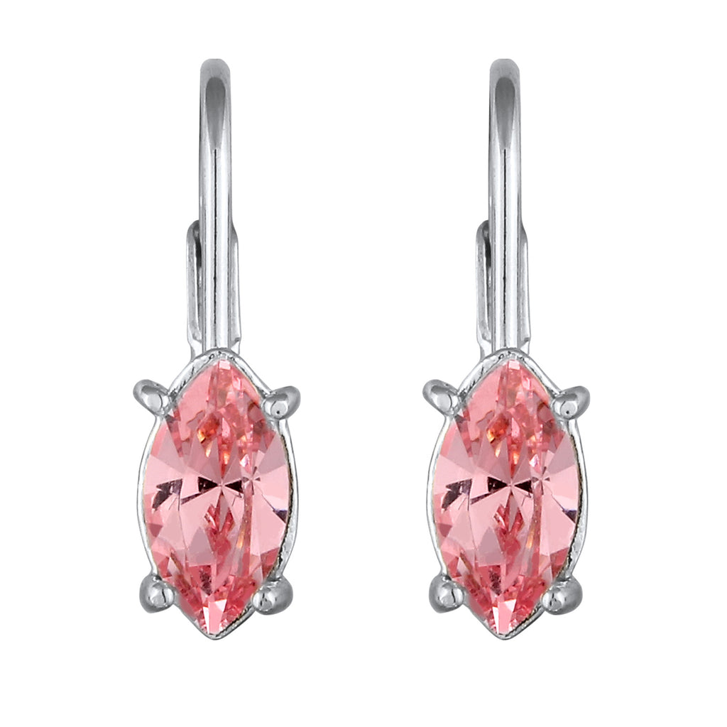 Silber - Elli | Ohrhänger Oval | Mit Kristallen von Swarovski® (Rosa) | 925 Sterling Silber