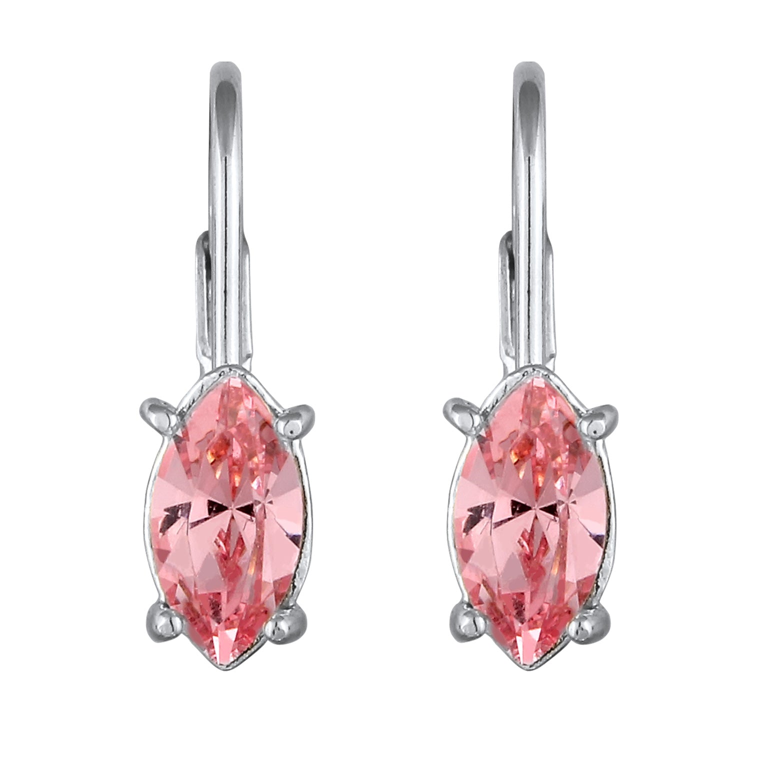 Silber - Elli | Ohrhänger Oval | Mit Kristallen von Swarovski® (Rosa) | 925 Sterling Silber