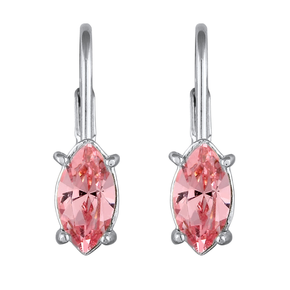 Silber - Elli | Ohrhänger Oval | Mit Kristallen von Swarovski® (Rosa) | 925 Sterling Silber