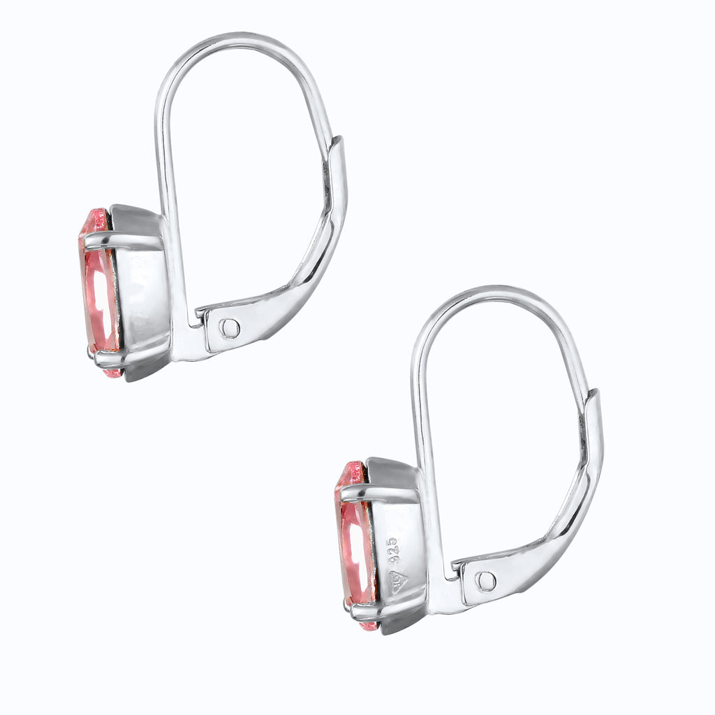 Silber - Elli | Ohrhänger Oval | Mit Kristallen von Swarovski® (Rosa) | 925 Sterling Silber