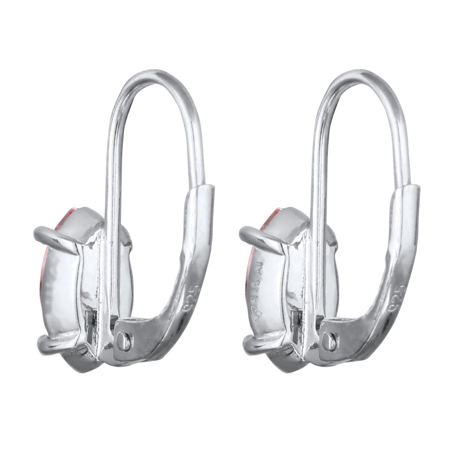Silber - Elli | Ohrhänger Oval | Mit Kristallen von Swarovski® (Rosa) | 925 Sterling Silber