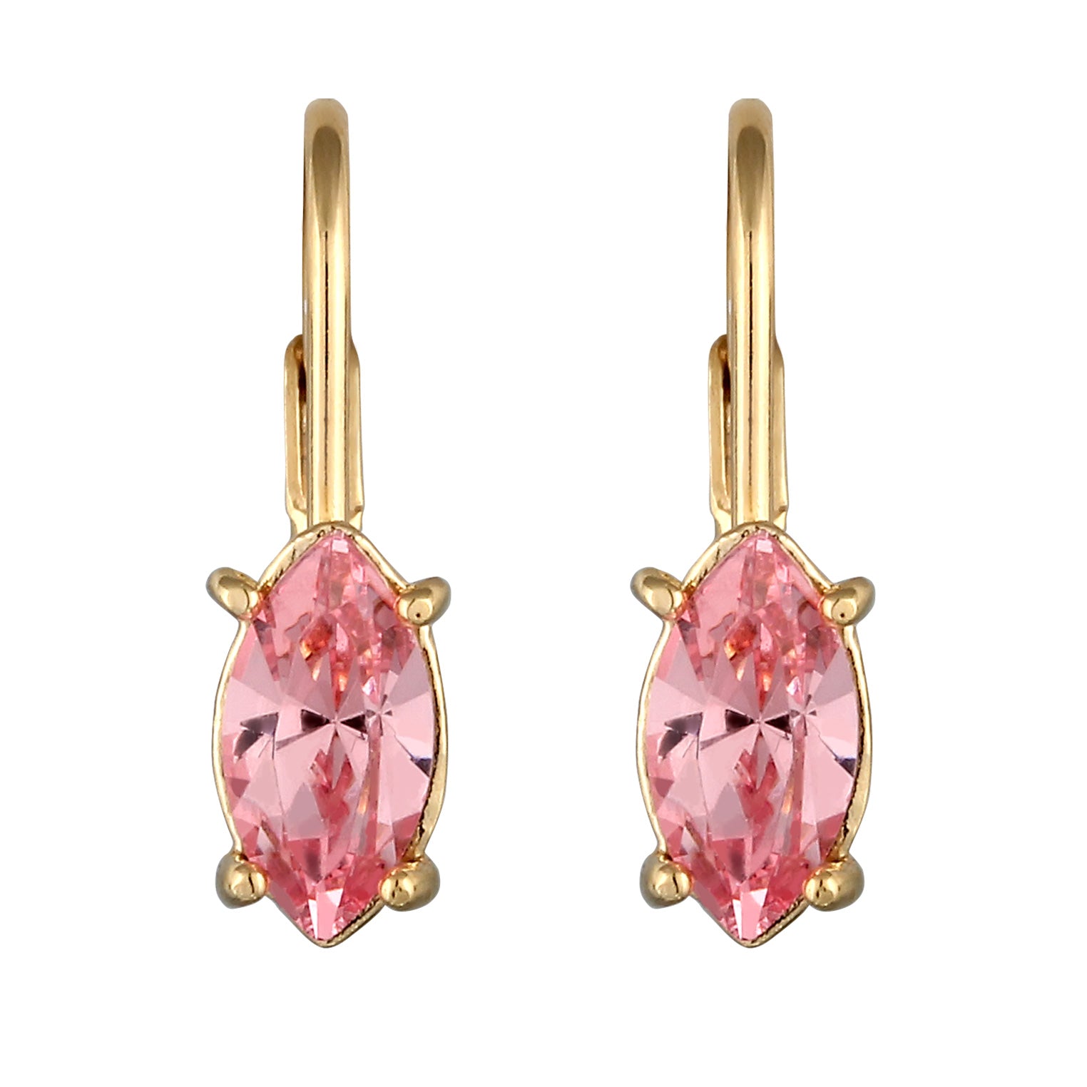 Gold - Elli | Ohrhänger Oval | Mit Kristallen von Swarovski® (Rosa) | 925 Sterling Silber vergoldet