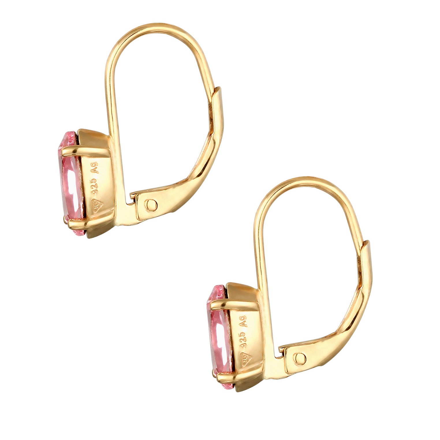 Gold - Elli | Ohrhänger Oval | Mit Kristallen von Swarovski® (Rosa) | 925 Sterling Silber vergoldet