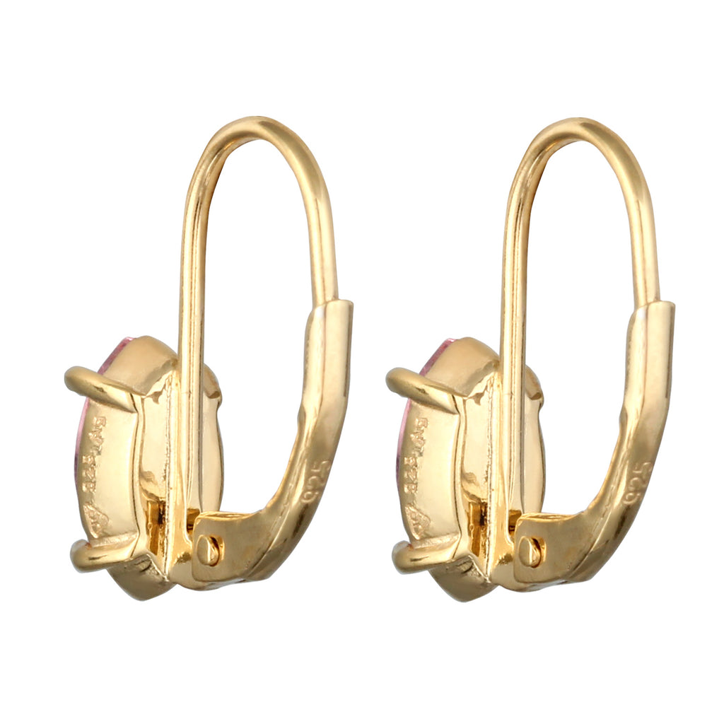 Gold - Elli | Ohrhänger Oval | Mit Kristallen von Swarovski® (Rosa) | 925 Sterling Silber vergoldet