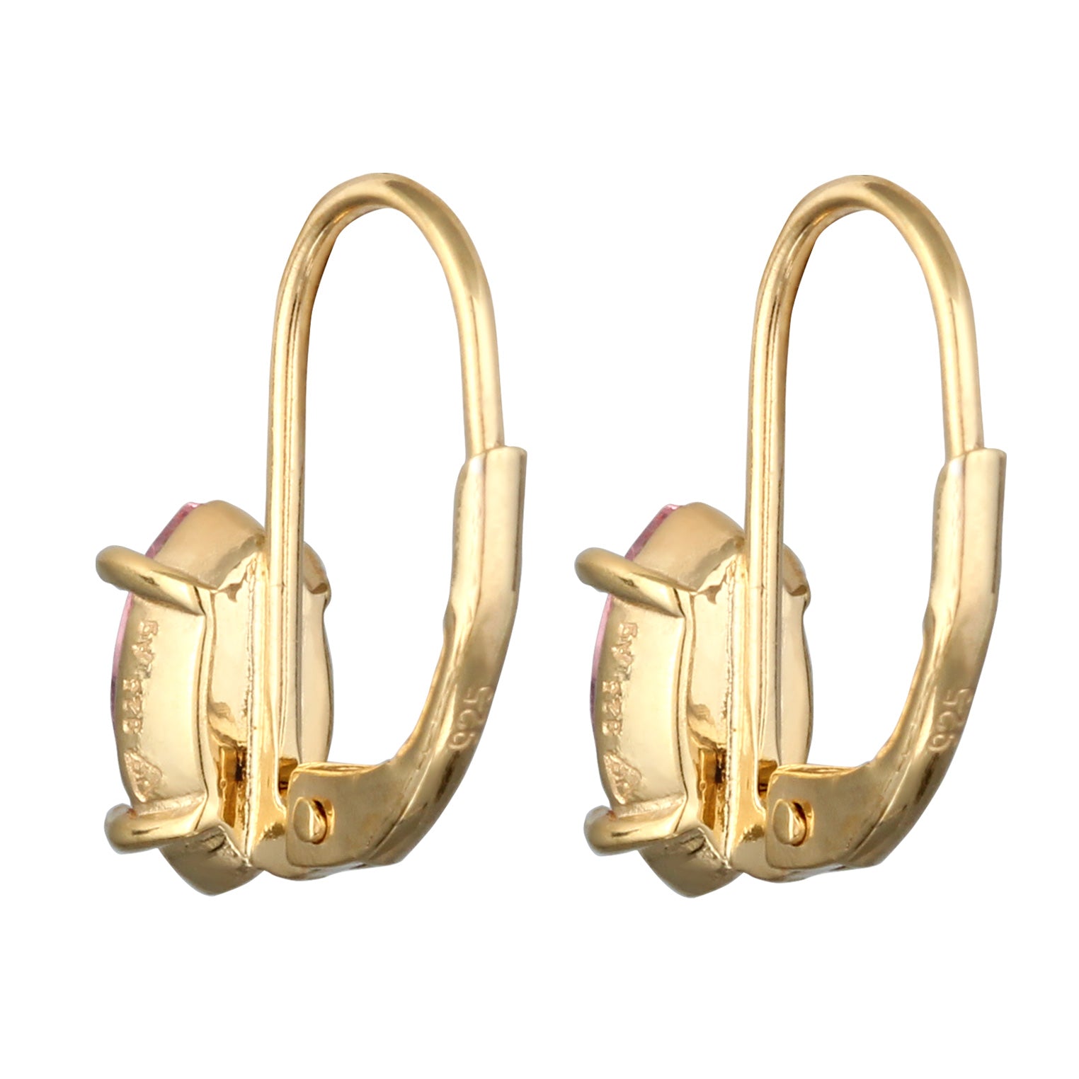 Gold - Elli | Ohrhänger Oval | Mit Kristallen von Swarovski® (Rosa) | 925 Sterling Silber vergoldet