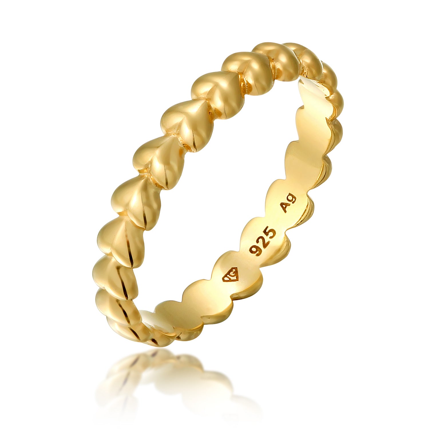 Gold - Elli | Bandring Herz | 925 Sterling Silber vergoldet