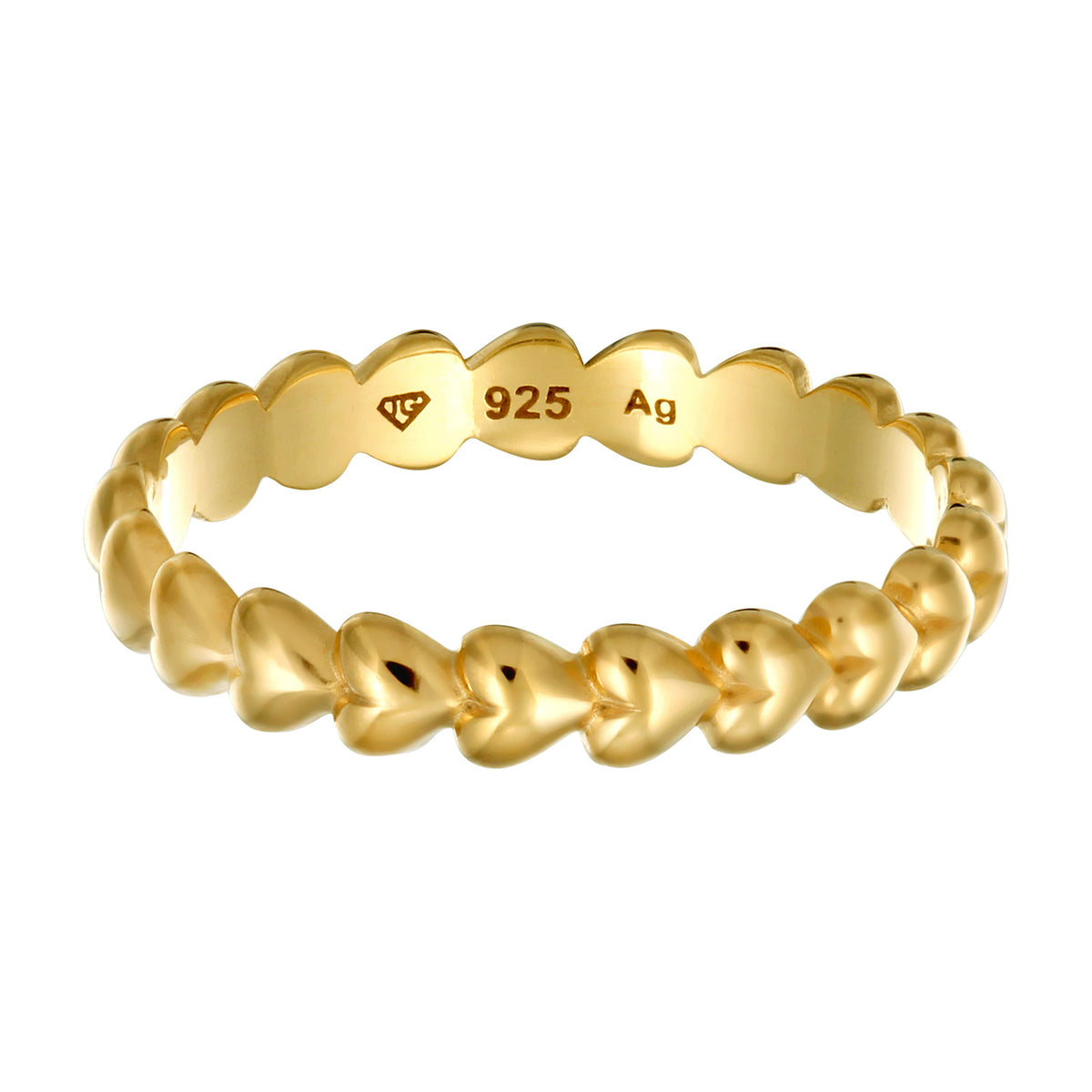 Gold - Elli | Bandring Herz | 925 Sterling Silber vergoldet