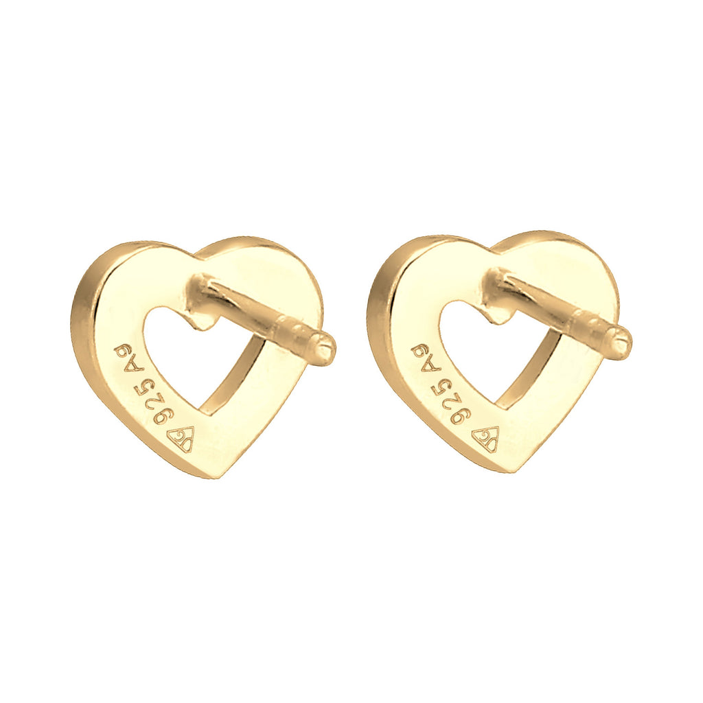 Gold - Elli | Ohrstecker Herz | Mit Kristallen von Swarovski® (Weiß) | 925 Sterling Silber vergoldet